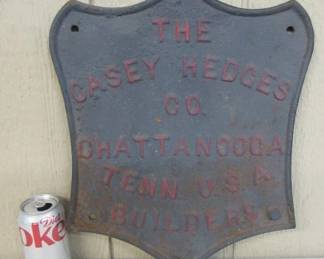 The Casey Hedges Co. Builders Cast Iron Sign - Chattanooga, TN - USA