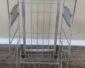 1950's Metal Roll Along Coke Bottle Store Rack w/4 Signs - Size:18" Wide & 42" Tall