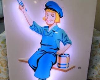 1970's Lighted Dutch Boy Paint Sign - 36" x 50"