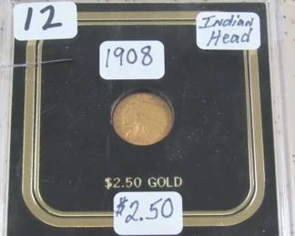 1908 Gold $2.50 Indian Head Coin