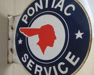24" Porcelain Pontiac Service Flange Sign