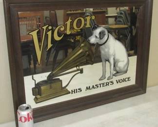 Vintage Victor Nipper Dog His Master's Voice Mirror Advertising 