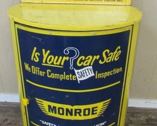 Metal Monroe Shocks Roll Along Cabinet w/Sign - 31" Wide & 41" Tall