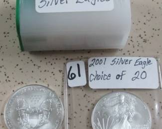 UNC. 2001 Silver Eagles