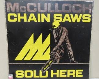 4' x 4' - 1950's Metal McCulloch Chain Saws Sign