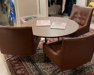 MCM Leather Swivel Chairs w/table