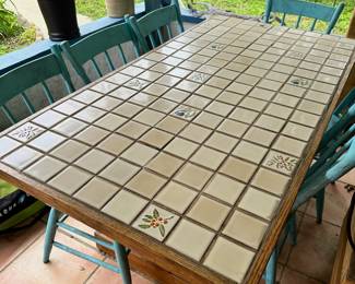 Tile top dining table and chairs