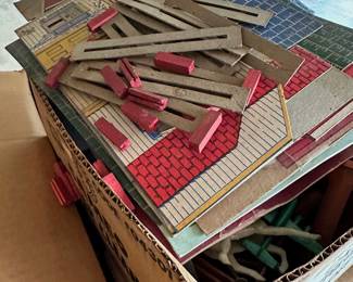 Vintage toy train parts