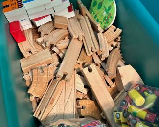 Wooden train tacks and trains