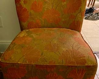 Red floral accent chair