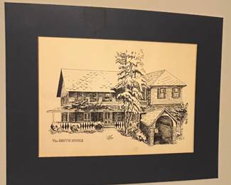 Etching of The Smith House restaurant in Dahlonega.