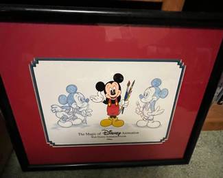 Limited Edition hand-painted cel featuring Mickey Mouse with paintbrushes, entitled "Genius at Work."