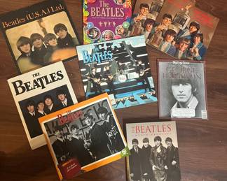 Grand assortment of books, publications all about the Fab Four - The Beatles.
