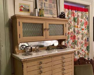 Antique metal dental cabinet