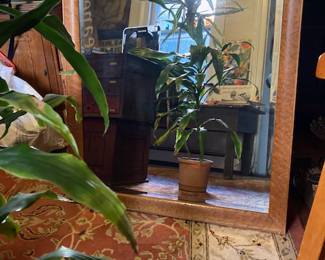 Beautiful antique beveled wooden mirror