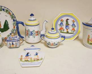 1106	GROUP OF ASSORTED HERIOT QUIMPER, BLUE RIDGE POTTERY & BOSTON TRADING POTTERY

