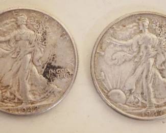 1059	2 SILVER WALKING LIBERTY HALF DOLLARS 1942 & 1947
