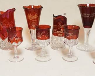 1030	LARGE GROUP OF ASSORTED VICTORIAN RUBY FLASH SOUVENIR GLASS, APPROXIMATELY 6 IN HIGH

