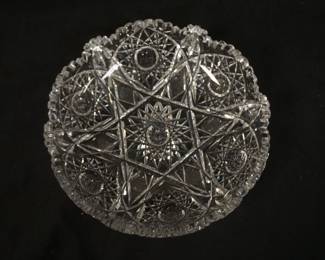 1141	BRILLIANT CUT GLASS BOWL, APPROXIMATELY 10 IN X 3 IN HIGH, SOME CHIPPING TO TOP TEETH
