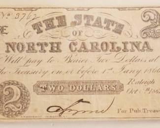 1048	1861 NORTH CAROLINA DOLLAR CIVIL WAR NOTE
