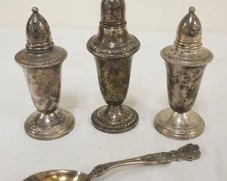 1101	STERLING WEIGHTED SALT & PEPPER SHAKERS & GORHAM STERLING SPOON, SPOON 0.9 OZT
