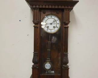 1124	GERMAN WALL REGULATOR CLOCK, APPROXIMATELY 43 IN HIGH
