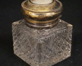 1044	GUT GLASS INKWELL W/STERLING TOP

