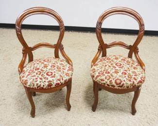 1192	PAIR OF WALNUT VICTORIAN BALLOON BACK SIDE CHAIRS W/UPHOLSTERED SEATS

