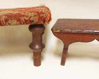 1081	LOT OF 2 PRIMITIVE FOOT STOOLS, LARGEST APPROXIMATELY 11 IN X 15 IN X 10 IN HIGH
