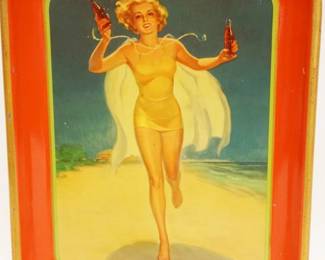 1015	COCA COLA 1937 GIRL ON BEACH TRAY, APPROXIMATELY 10 1/2 IN X 13 1/4 IN
