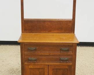 1197	OAK WASHSTAND W/TOWEL BAR, APPROXIMATELY 29 IN X 16 IN X 58 IN HIGH
