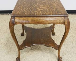 1217	VICTORIAN OAK PAW FOOT PARLOR TABLE, APPROXIMATELY 27 IN SQUARE X 31 IN HIGH

