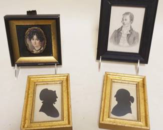 1231	4 MINIATURE FRAMES W/SILHOUETTES & DRAWING OF POET ROBERT BURNS, LARGEST APPROXIMATELY 5 IN X 6 1/2 IN
