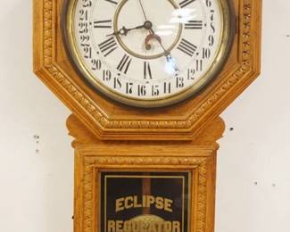 1040	ANTIQUE OAK ECLIPSE REGULATOR WALL CLOCK, APPROXIMATELY 33 IN
