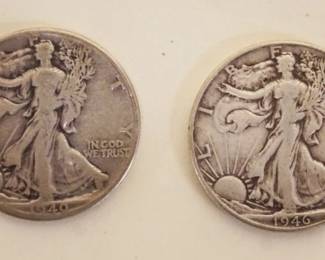 1055	2 SILVER WALKING LIBERTY HALF DOLLARS 1940 & 1946
