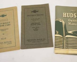 1301	GROUP OF ANTIQUE AUTO MANUALS, HUDSON 1941, CHEVROLET 1928 & 1923
