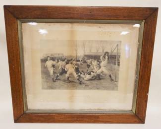 1255	LARGE FRAMED PRINT *A FOOTBALL MATCH* 1890, FOXING ON PRINT, WH OVEROUND, APPROXIMATELY 26 IN X 31 IN
