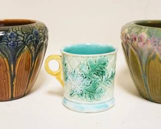 1023	MAJOLICA LOT INCLUDING 2 MINIATURE 5 IN HIGH JARDINEERS
