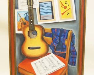 1252	OIL PAINTING ON CANVAS *MUSICAL MOOD* SIGNED BETTY, APPROXIMATELY 24 IN X 34 IN
