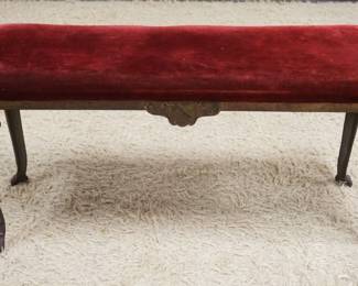 1193	ANTIQUE VICTORIAN UPHOLSTERED WINDOW BENCH W/ORNATE IRON BASE & FRAME, WH HOWEL CO GENEVA, APPROXIMATELY 12 IN X 36 IN X 18 IN HIGH
