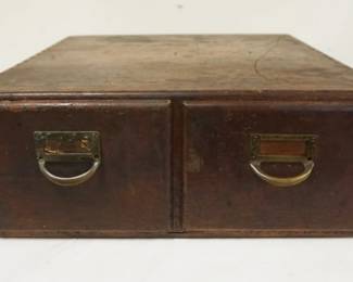 1154	OAK DOVETAILED 2 DRAWER FILE CARD CABINET, APPROXIMATELY 16 IN X 17 IN X 7 IN HIGH
