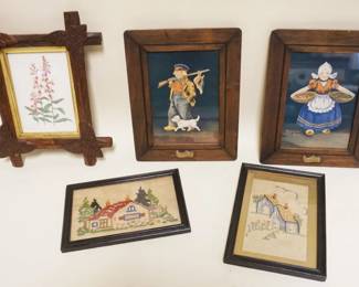 1022	GROUP OF ASSORTED ANTIQUE MINIATURE FRAMES W/DUTCH THEME & NEEDLEPOINT, LARGEST APPROXIMATELY 11 IN X 9 IN
