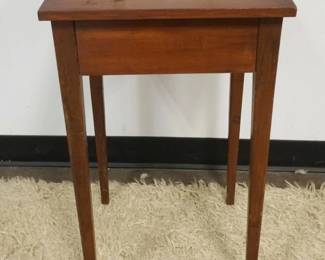 1156	PRIMITIVE MAHOGANY ONE DRAWER STAND, TAPERED LEG, APPROXIMATELY 15 1/2 IN SQUARE X 26 1/2 IN HIGH
