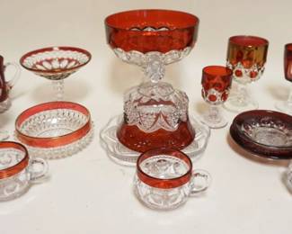 1032	LARGE GROUP OF ASSORTED VICTORIAN RUBY FLASH GLASS
