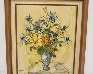 1267	OIL ON CANVAS STILL LIFE ARTIST SIGNED, APPROXIMATELY 23 IN X 27 IN
