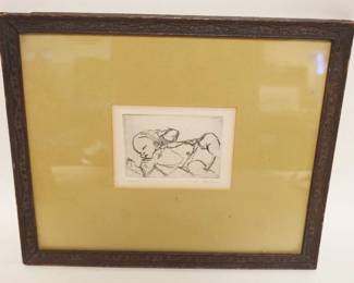 1253	FRAMED PRINT *SARA* SIGNED E DELSON, APPROXIMATELY 11 IN X 13 IN
