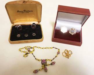 1066	LOT ASSORTED CUFF LINKS STERN BROS & COSTUME JEWELRY
