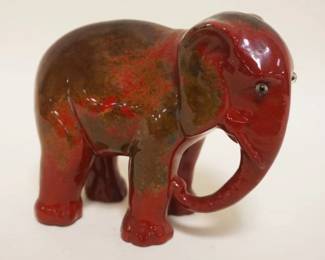 1096	CROWN DUCAL *SPECTRIA FLAMBE* ELEPHANT W/GLASS EYES, APPROXIMATELY 5 IN X 2 IN X 4 IN HIGH
