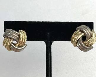 14K Yellow/White Gold Woven Earrings
