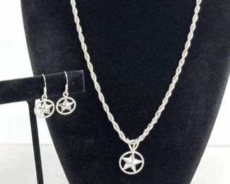925 Silver Texas Star Necklace & Earring Set